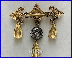Beautiful Rare Antique French Creator Brooch with Pendants 8cm by 8cm