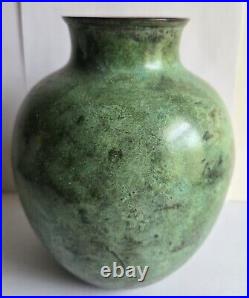 Beautiful Rare Antique Japanese Bronze Vase 7.5 Tall Old Estate Circle Mark