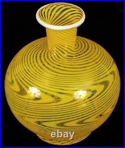 Beautiful Rare Antique Murano Art Glass Custom Orange Swirl Reticello Bud Vase