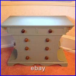Beautiful Rare Antique Painted Pine Chest Of 5 Drawers (green)