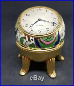 Beautiful Rare Antique Zenith Ball Clock Enamel Silver Dial With Stand