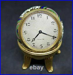 Beautiful Rare Antique Zenith Ball Clock Enamel Silver Dial With Stand/c098