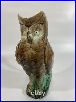 Beautiful Rare Antique ca 1883 English Thomas Forester Majolica Figural Owl Jug