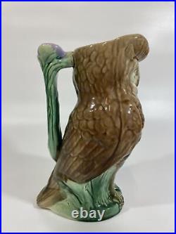 Beautiful Rare Antique ca 1883 English Thomas Forester Majolica Figural Owl Jug