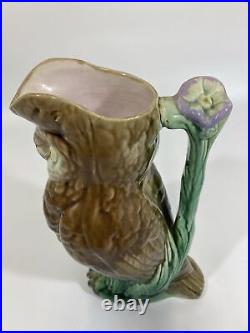 Beautiful Rare Antique ca 1883 English Thomas Forester Majolica Figural Owl Jug