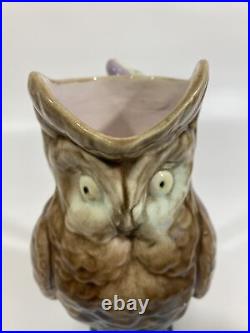 Beautiful Rare Antique ca 1883 English Thomas Forester Majolica Figural Owl Jug