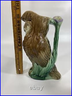 Beautiful Rare Antique ca 1883 English Thomas Forester Majolica Figural Owl Jug