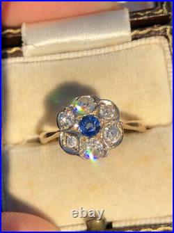 Beautiful Rare Antique victorian Natural sapphire And Diamond Ring 18ct Gold