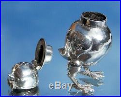 Beautiful Rare Art Deco Solid Silver Novelty Bird Pounce Pot Shaker