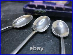Beautiful Rare Art Deco Sterling Silver Enamelled Floral Tea/coffee Spoons