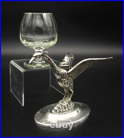 Beautiful Rare Brandy Cognac Glass Warmer Swan Goose Spanish Cortasa Alpaca