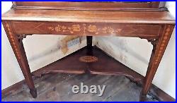 Beautiful & Rare Edwardian Sheraton Revival Mahogany with Inlay Corner Cabinet