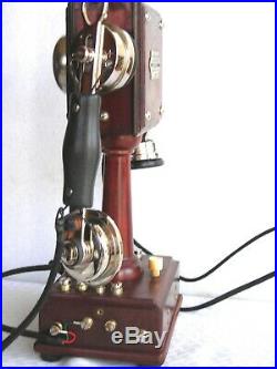 Beautiful Rare French Wood Desk Restored Antique Working Telephone Circa 1900