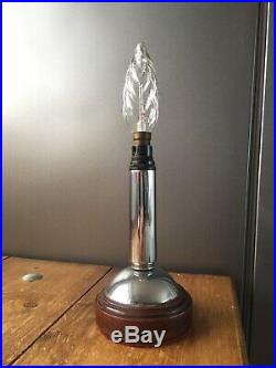 Beautiful Rare Pair Of American Chrome & Wood Art Deco Candlestick Bedside Lamps