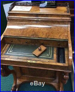 Beautiful Rare Shape Ladies Davenport Desk. Burr Walnut And Original. Fabulous