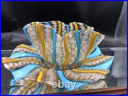 Beautiful Rare Vibrant Antique Murano Latticino Bowl & Plate Glass Dish