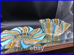 Beautiful Rare Vibrant Antique Murano Latticino Bowl & Plate Glass Dish