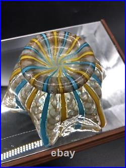 Beautiful Rare Vibrant Antique Murano Latticino Bowl & Plate Glass Dish