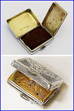 Beautiful Rare William IV Era Solid Silver Vinaigrette & Original Sponge Hm 1832