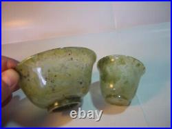 Beautiful Rare-genuine Spinach Jade Pair Of Bowls-victorian-ex Cond-investment