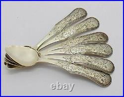 Beautiful Very Rare Victorian Cased Set 6 Dutch Solid Silver 833 Spoons Hm 1851