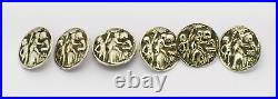 Beautiful Very Rare Victorian Cased Set 6 Solid Sterling Silver Buttons Hm 1894
