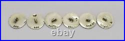 Beautiful Very Rare Victorian Cased Set 6 Solid Sterling Silver Buttons Hm 1894