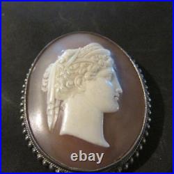 Beautiful Victorian Quality Solid Silver Rare Hera Hardstone Cameo Brooch
