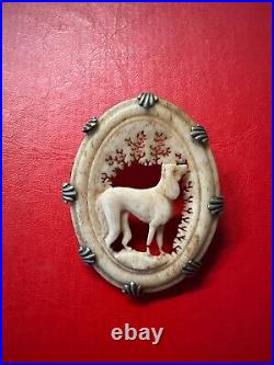 Beautiful Victorian Rare Carved Stag Pinchbeck Brooch probably 18 th century