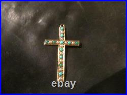 Beautiful Victorian Rare Quality 15ct Gold, Turquoise & Seed Pearl Cross