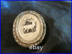Beautiful Victorian Rare Quality Carved Stag Pinchbeck Brooch