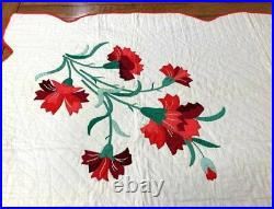 Beautiful! Vintage Floral APPLIQUE Quilt RED Rare Kit