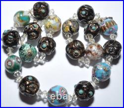 Beautiful Vintage Venetian Fancy Glass Necklace With Rare & Unusual Beads