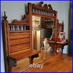 Beautiful Wooden Antique Sideboard, ornate carving, 3 mirrors. Rare design. VGC