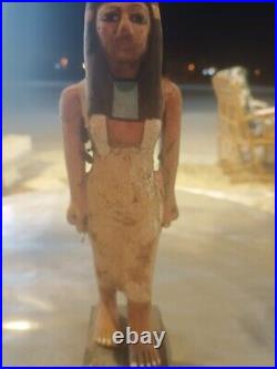 Beautiful Wooden Statue Rare Antique Ancient Egyptian Queen Nefertari Egypt BC