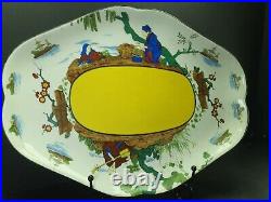 Beautiful Yellow Rare Antique Mintons Hand Painted Porcelain Serving Plate