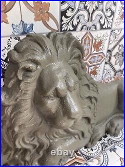 Beautiful and rare 19th Century Cast Iron Lion Door Stop 28x 14 x 5 approx