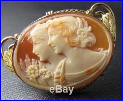 Beautiful and rare, a lovely antique Edwardian 10Kt yellow gold coral cameo pin