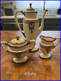 Beautiful and rare antique Lenox Belleek Three piece tea pot set