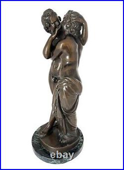 Beautiful and rare patinated bronze of Cupid and Psyche after the Antique