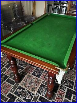 Beautiful antique E. J. Riley slate bed snooker table. Rare 5ft size