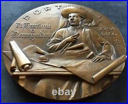 Beautiful antique rare bronze medal of Don Henrique the navigator, 1960