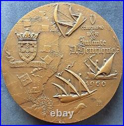 Beautiful antique rare bronze medal of Don Henrique the navigator, 1960