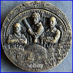 Beautiful antique rare bronze medal with high reliefs dedicated to cinema art