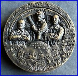 Beautiful antique rare bronze medal with high reliefs dedicated to cinema art