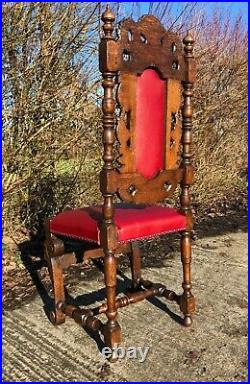 Beautiful hand carved oak chair throne rare faces on front