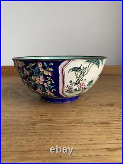 Beautiful rare early 19th century antique Canton enamel copper bowl circa 1800