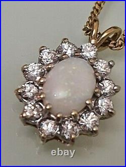 Beaverbrooks 9ct Gold Fire Opal Pendant On Necklace 375 Rare Antique Beautiful