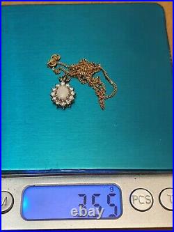 Beaverbrooks 9ct Gold Fire Opal Pendant On Necklace 375 Rare Antique Beautiful