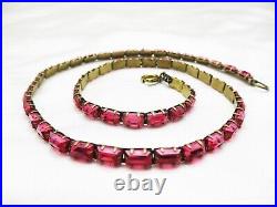 Boxed ART DECO Czech PINK VAUXHALL GLASS RIVIERE NECKLACE BRIDAL VINTAGE Gift